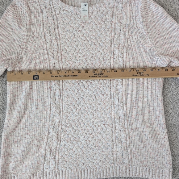TALBOTS Cable Knit Pink Speckled Sweater Round Neckline Long Sleeve Plus Sz 2X - Picture 7 of 8